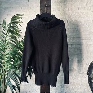 Killstar Black Chunky Knit Gothic Cowl Turtleneck Sweater or Dress Size Large